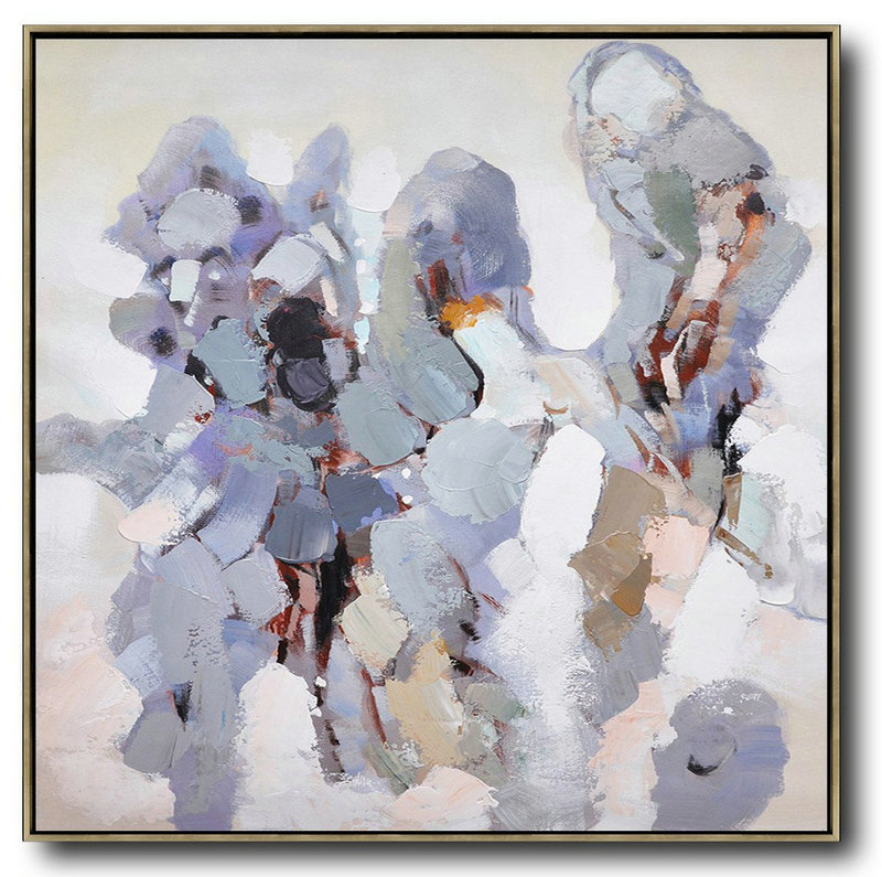 Large Abstract Art Handmade Painting,Oversized Contemporary Art,Textured Painting Canvas Art,White,Gray,Purple.etc